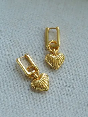 Classic Striped Heart Hoops Earrings