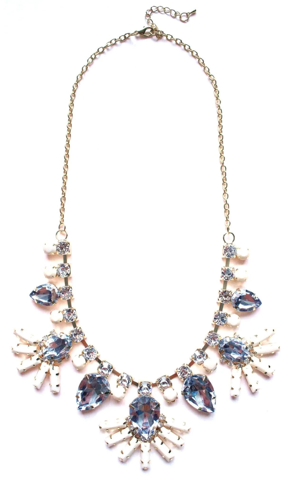 Crystal Fan Statement Necklace- Ivory