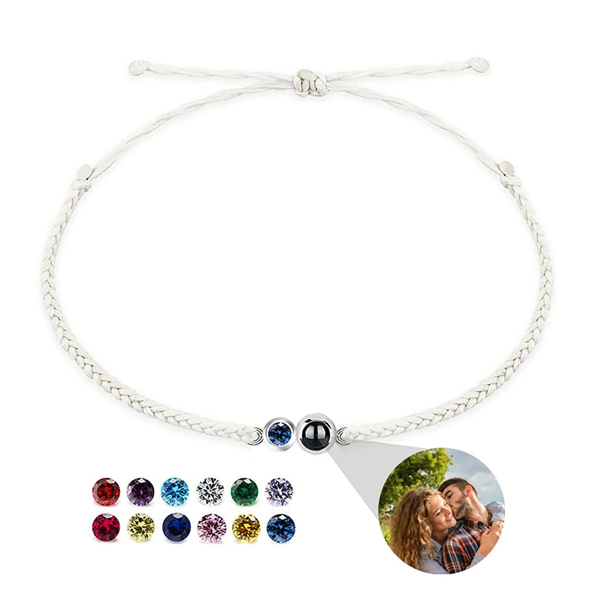 Customized birthstone Personalized Circle Photo Bracelet