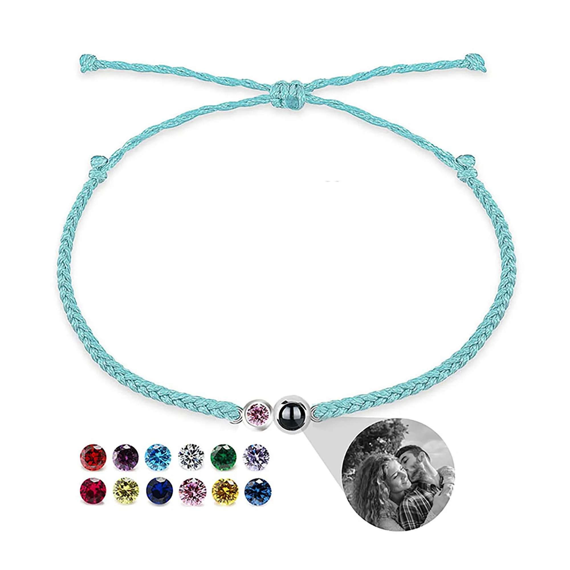 Customized birthstone Personalized Circle Photo Bracelet