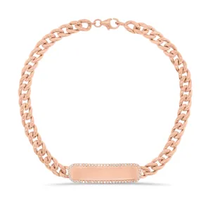 Diamond Framed ID Bracelet with Curb Chain