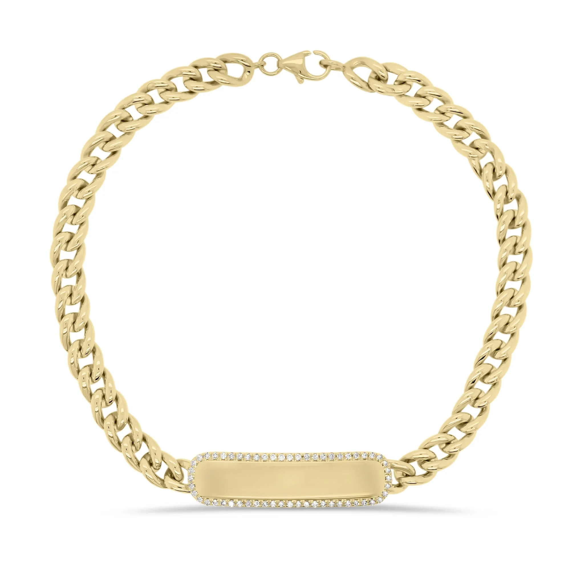 Diamond Framed ID Bracelet with Curb Chain