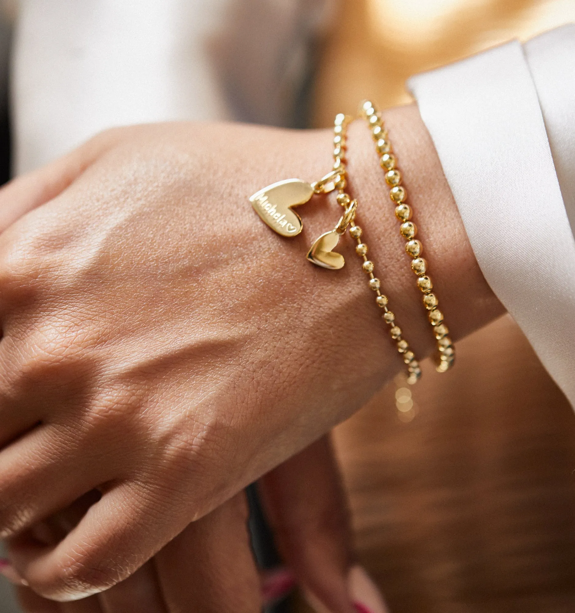 Double Heart Name Bracelet