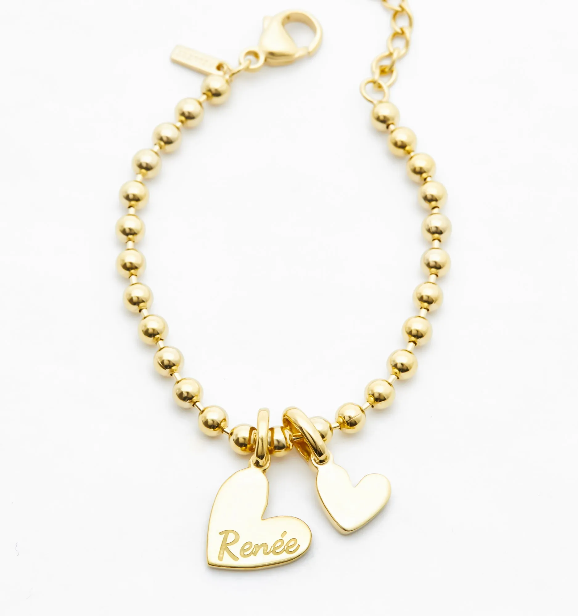 Double Heart Name Bracelet