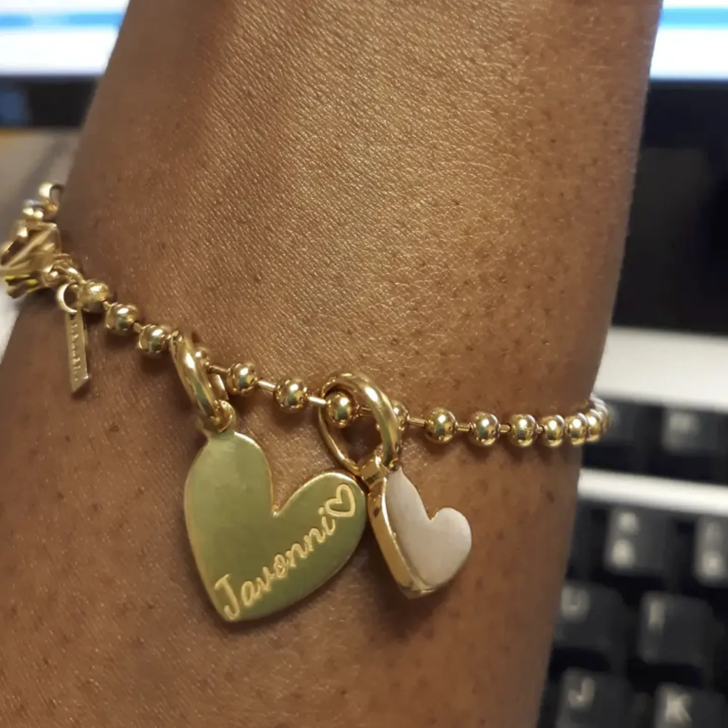 Double Heart Name Bracelet