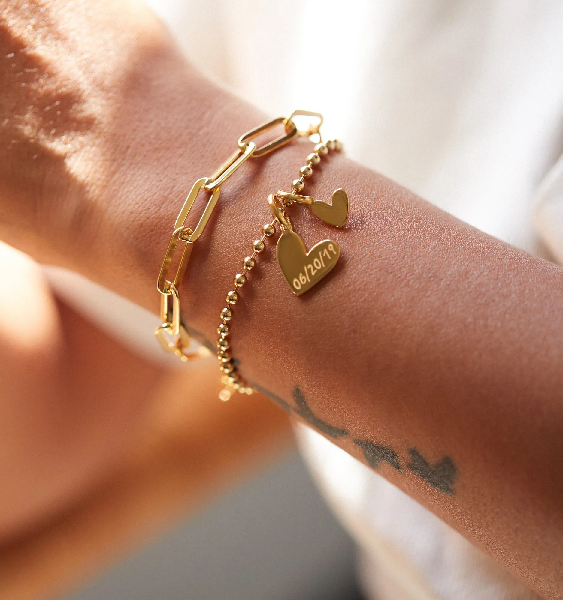 Double Heart Name Bracelet