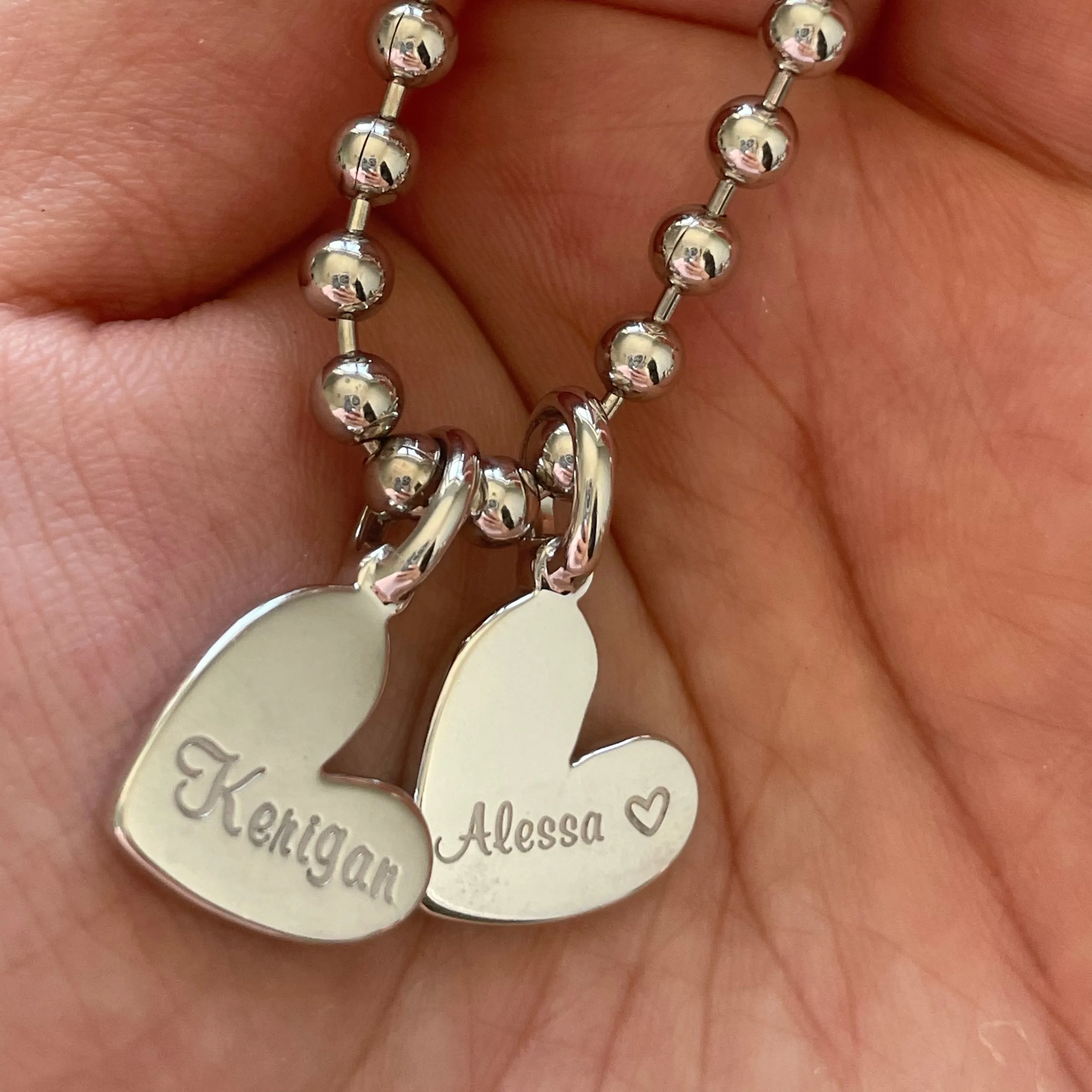 Double Heart Name Bracelet