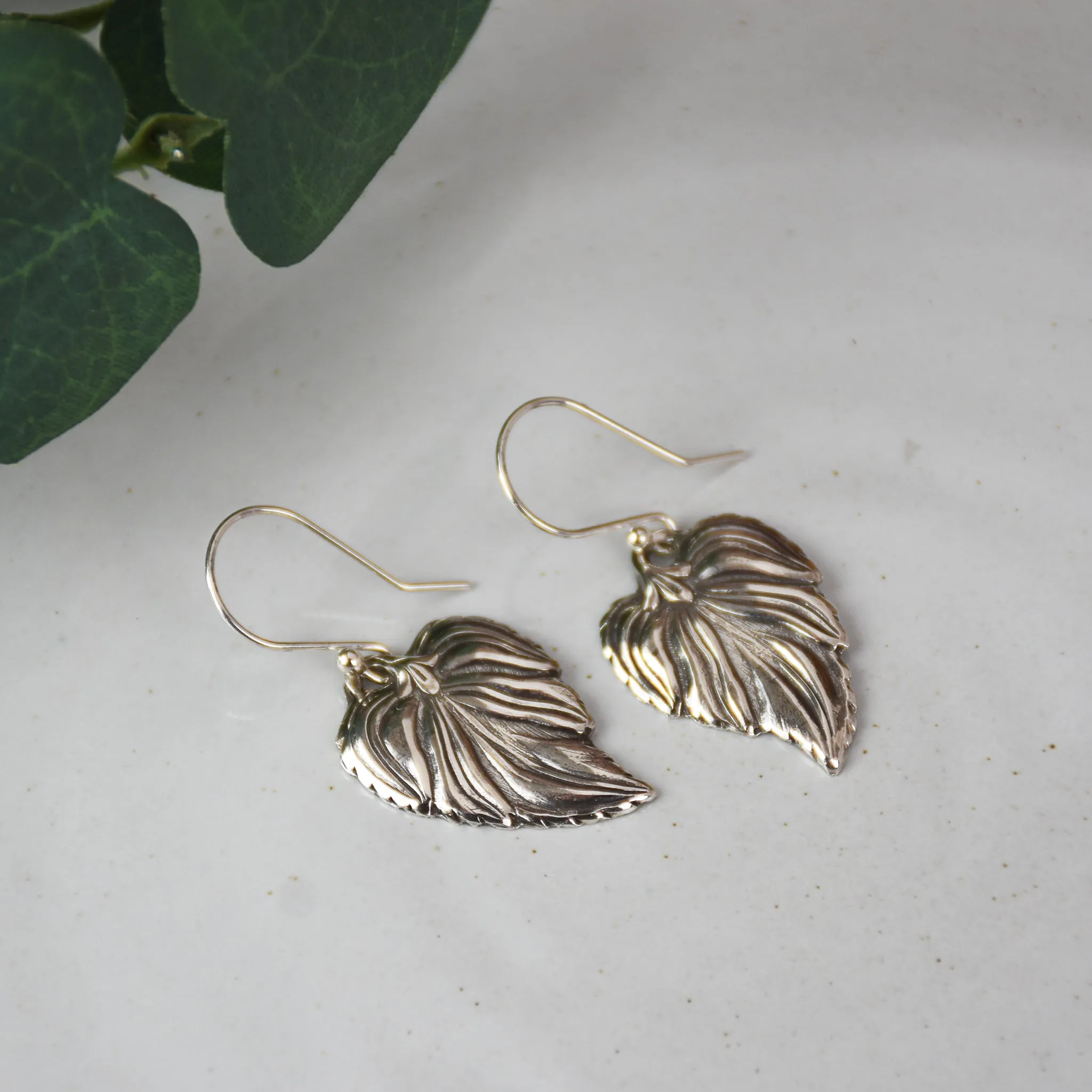 Elegant Leaf Sterling Silver Earrings