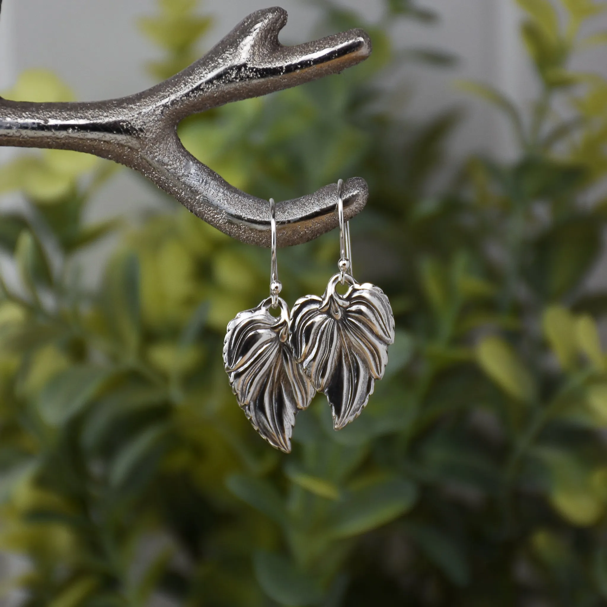 Elegant Leaf Sterling Silver Earrings