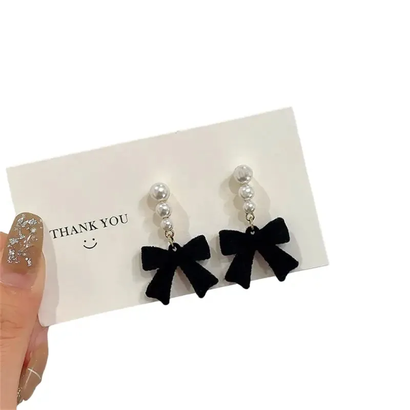 Elegant Velvet Bow-Knot Geometric Earrings