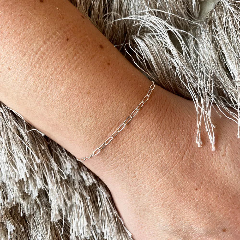 Encircle Silver Petite Paper  Clip Permanent Bracelet