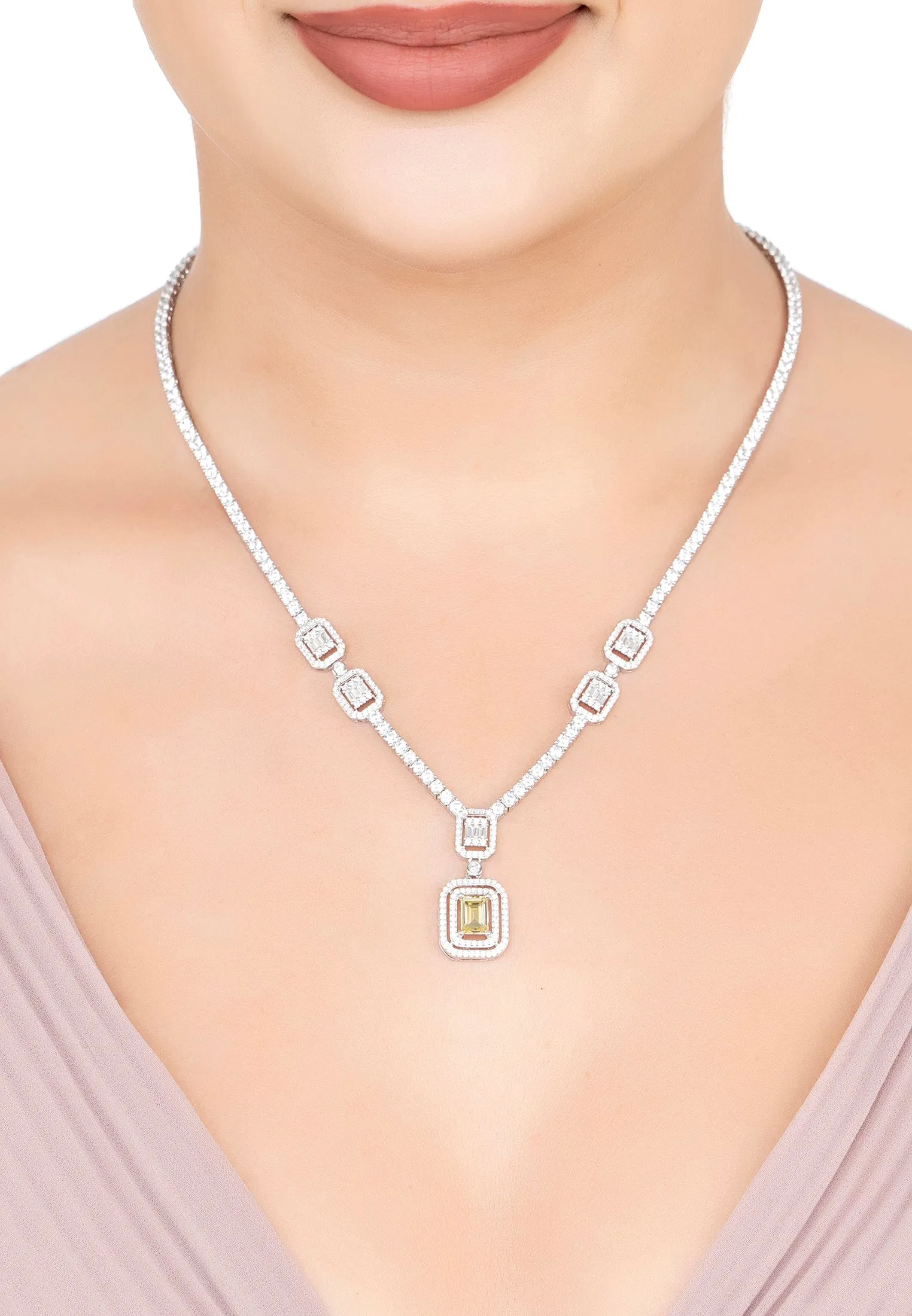 Evita Lemon Topaz Statement Necklace Silver