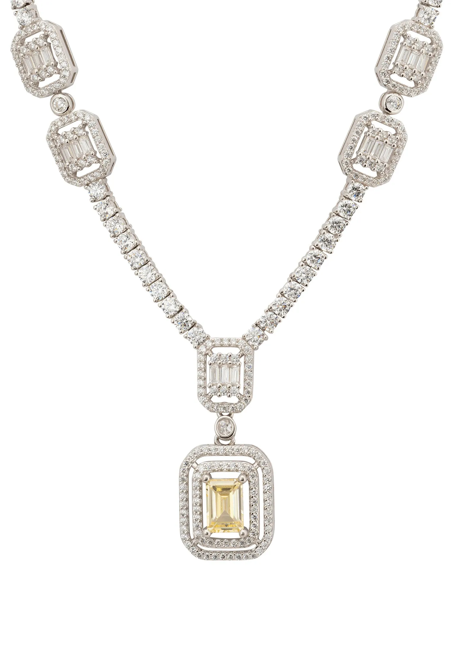 Evita Lemon Topaz Statement Necklace Silver