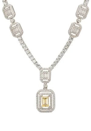 Evita Lemon Topaz Statement Necklace Silver