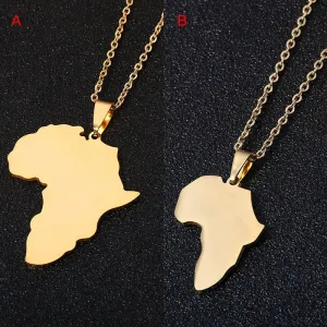 Fashion Selling African Map Pendant Necklaces Men Women Stainless Steel Gold Color Africa Map Jewelry Gift