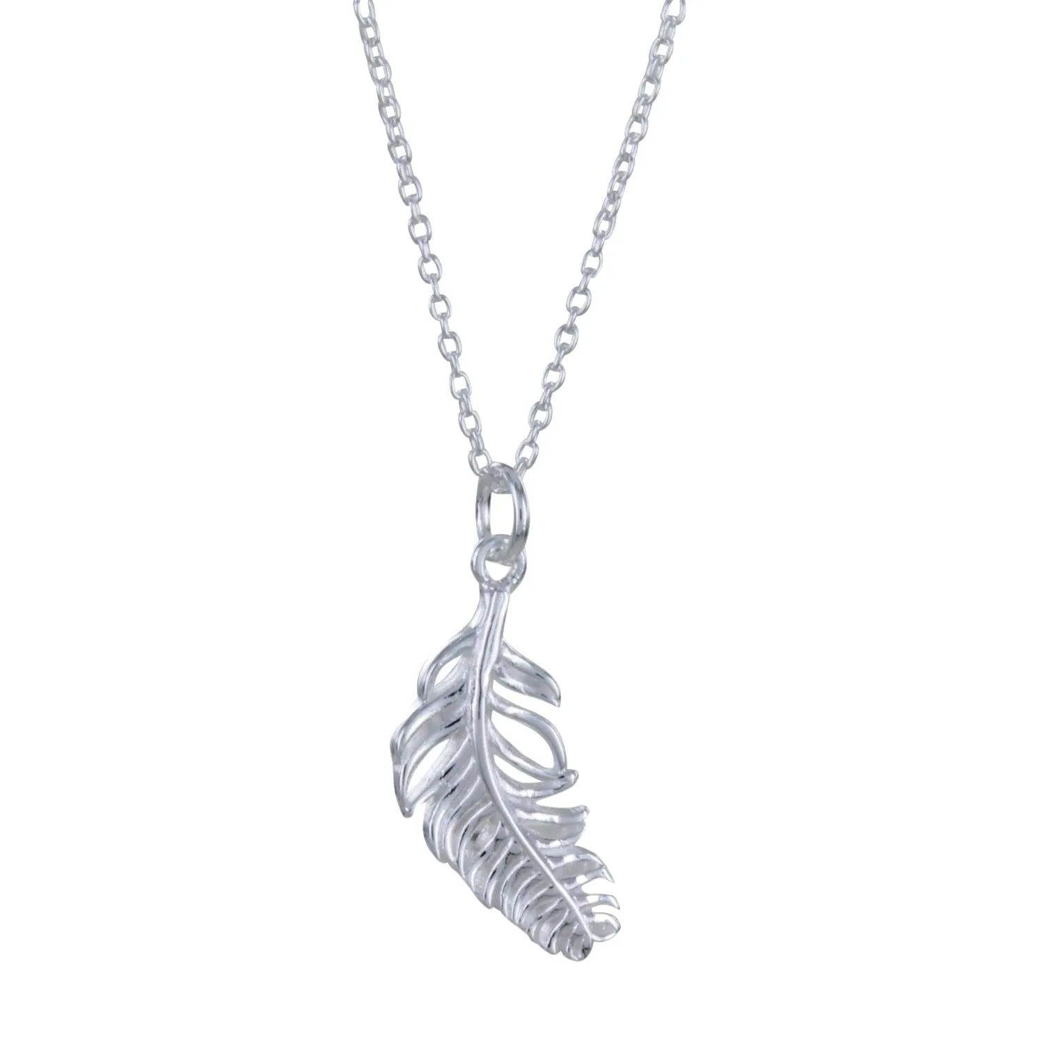 Feather Drop Necklace in Sterling Silver