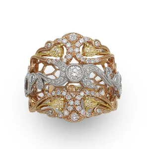 Filigree Diamond Two-Tone Gold Ring