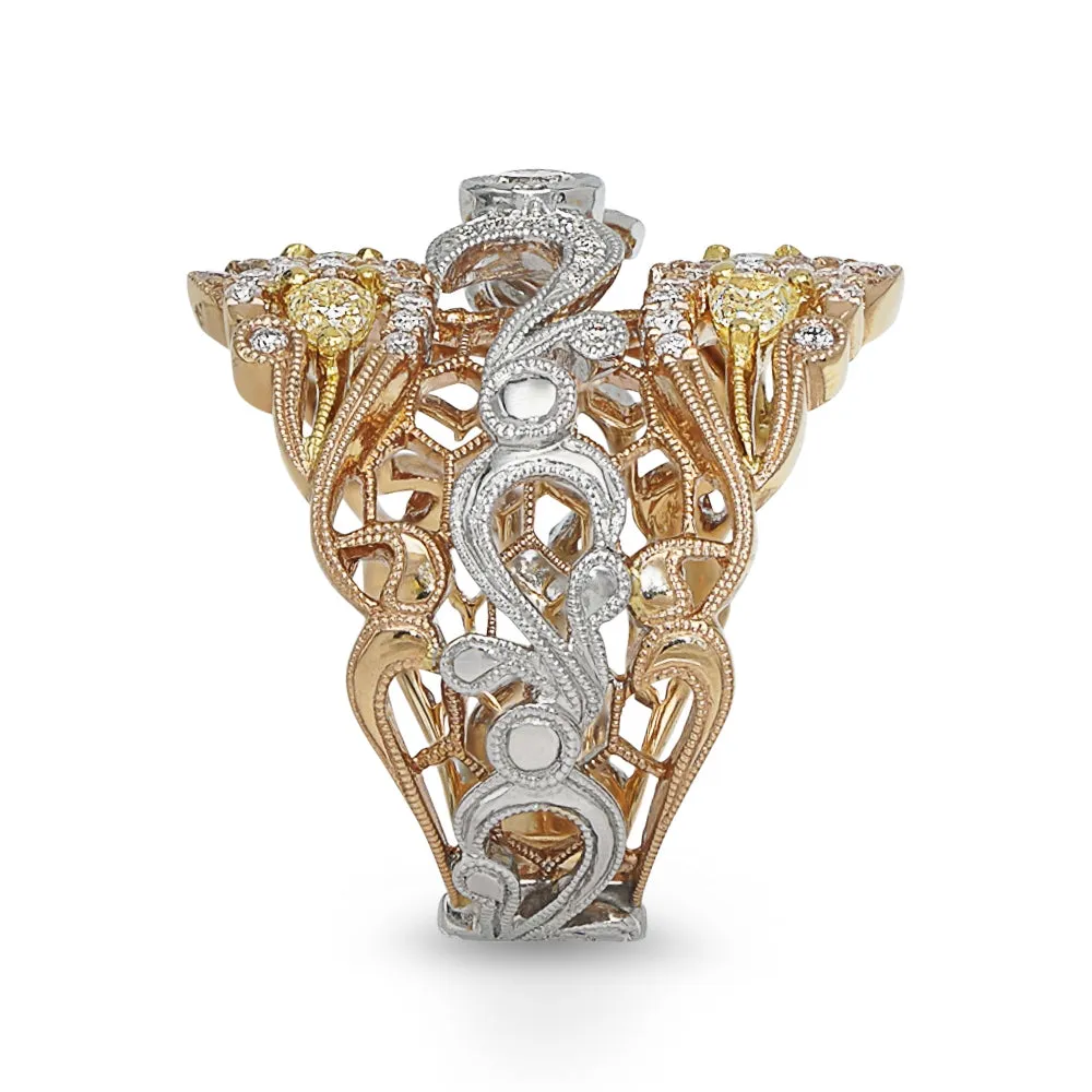 Filigree Diamond Two-Tone Gold Ring