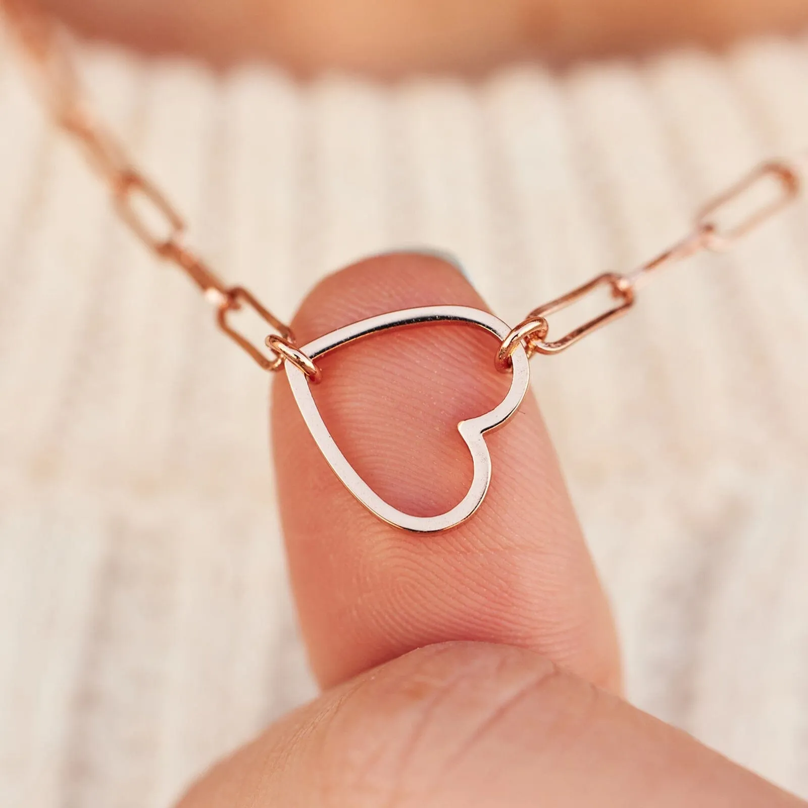 Floating Heart Paperclip Chain Choker