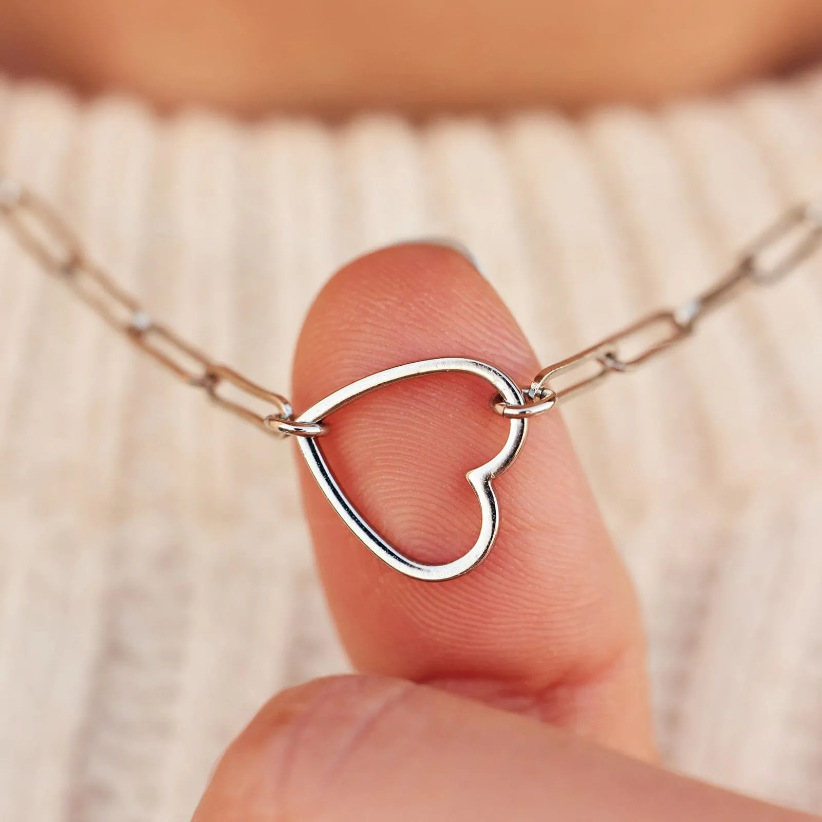 Floating Heart Paperclip Chain Choker