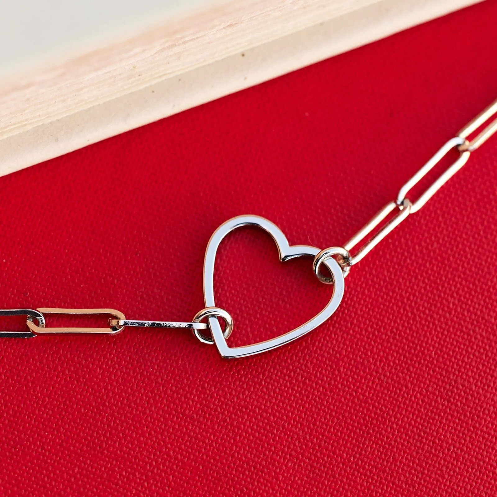 Floating Heart Paperclip Chain Choker