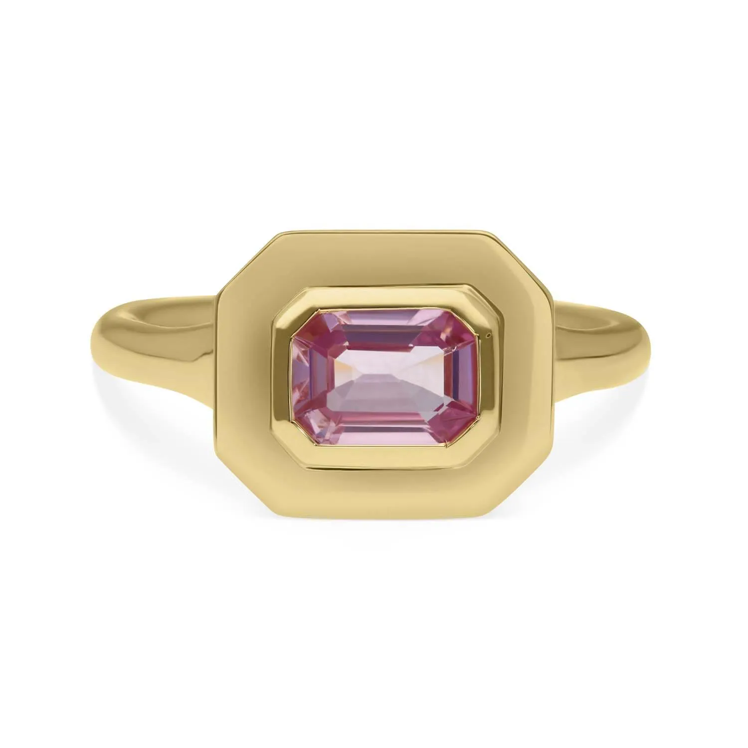 FRAME Gold Octagonal Pink Sapphire Ring