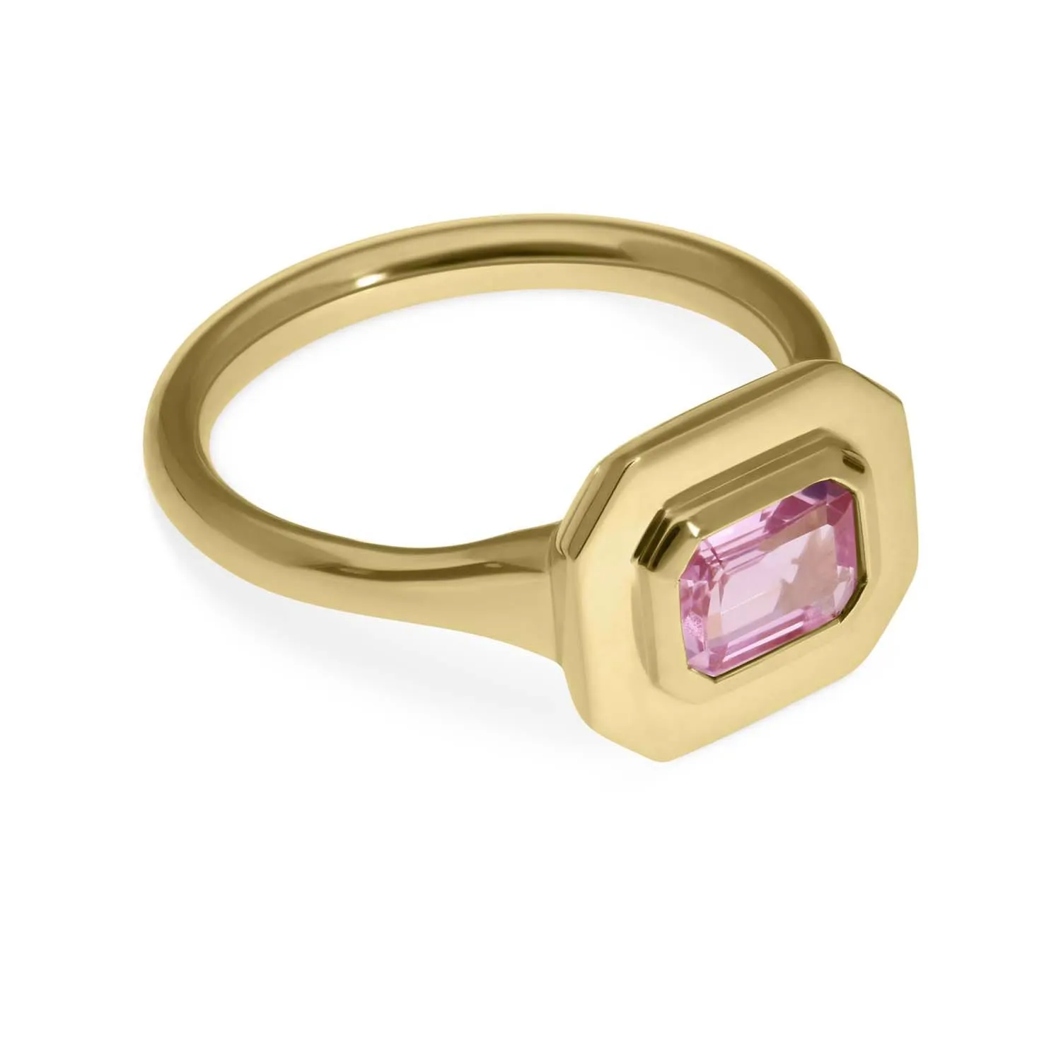 FRAME Gold Octagonal Pink Sapphire Ring