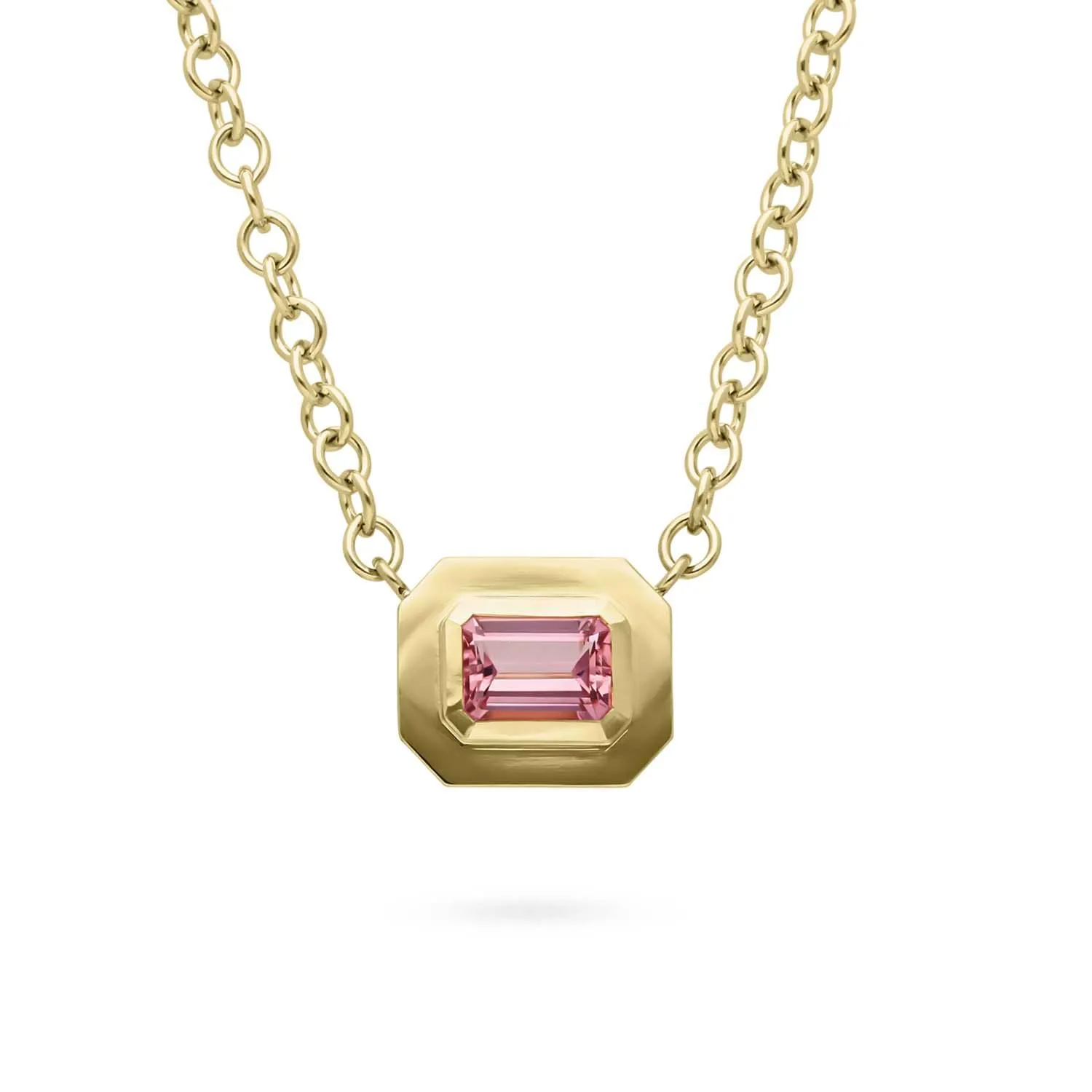 FRAME Large Framed Pink Tourmaline Gold Necklace