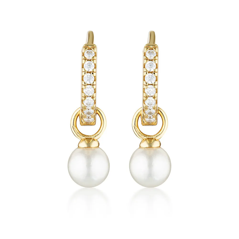 Georgini Red Carpet Gold Plated Sterling Silver Baby Pearl Hoop Earrings