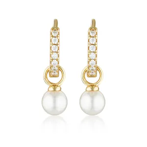 Georgini Red Carpet Gold Plated Sterling Silver Baby Pearl Hoop Earrings