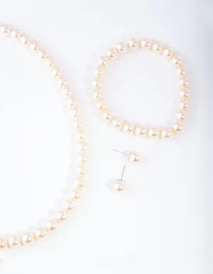 Gold Classic Pearl Jewellery Set