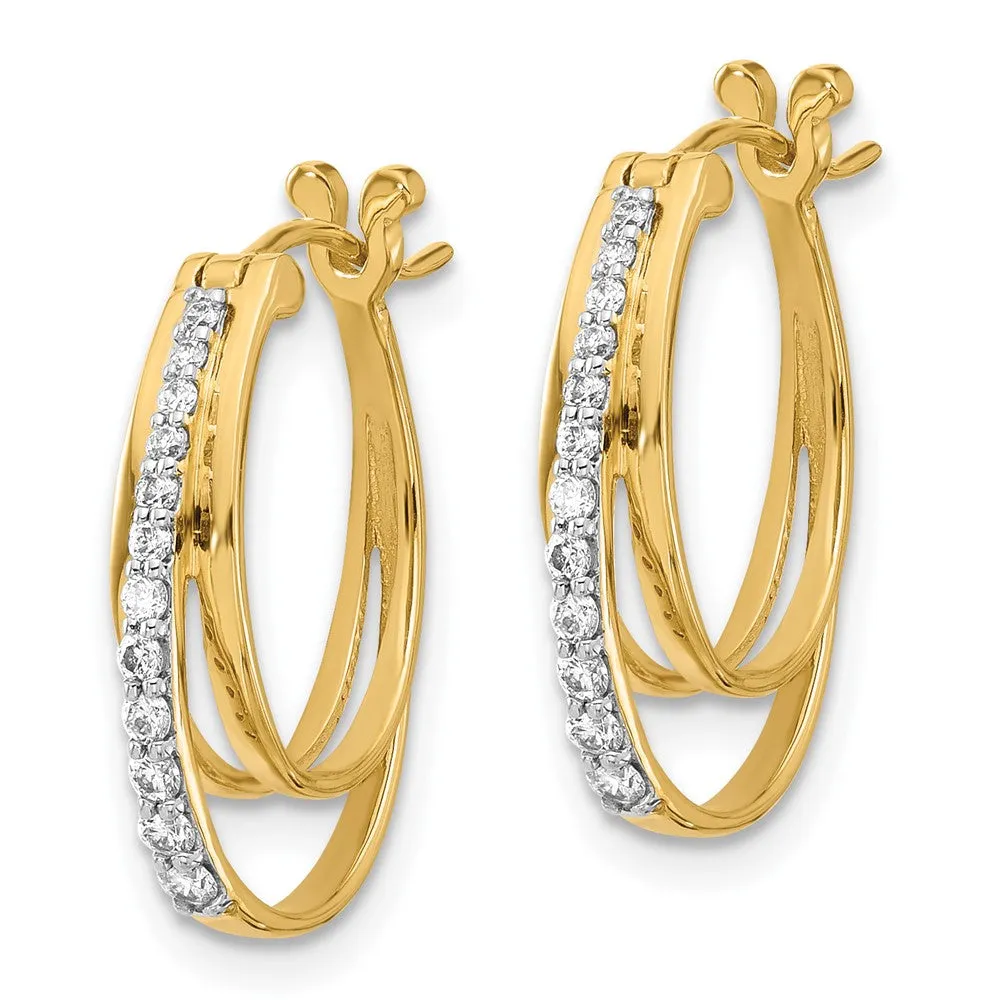 Gold Diamond Hoop Earrings - Model EM4343-025-YA