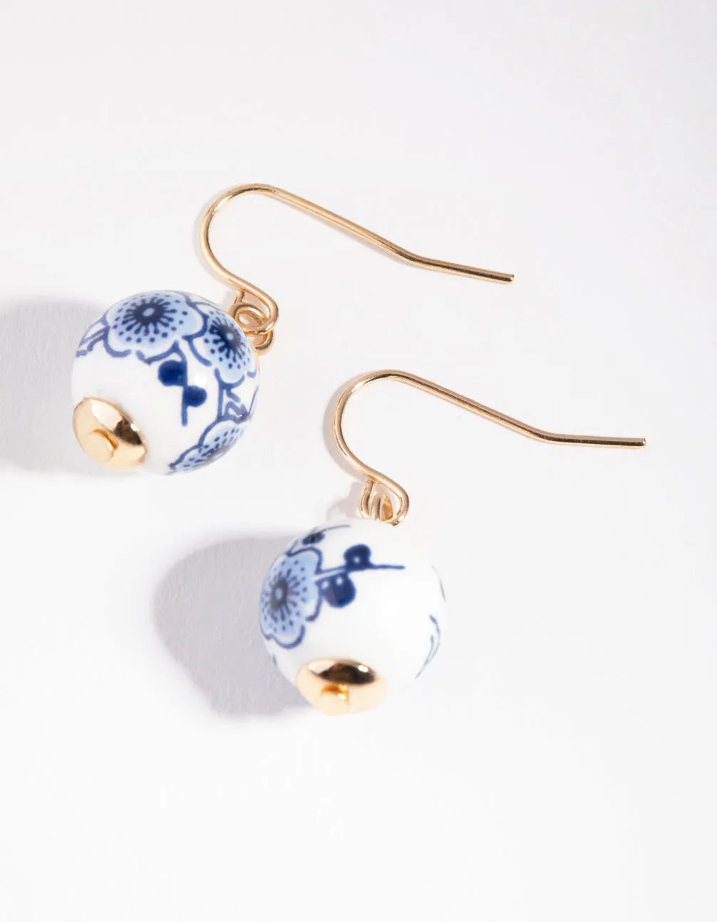 Gold Floral Ball Drop Earrings