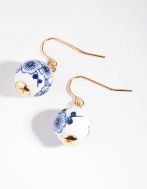 Gold Floral Ball Drop Earrings