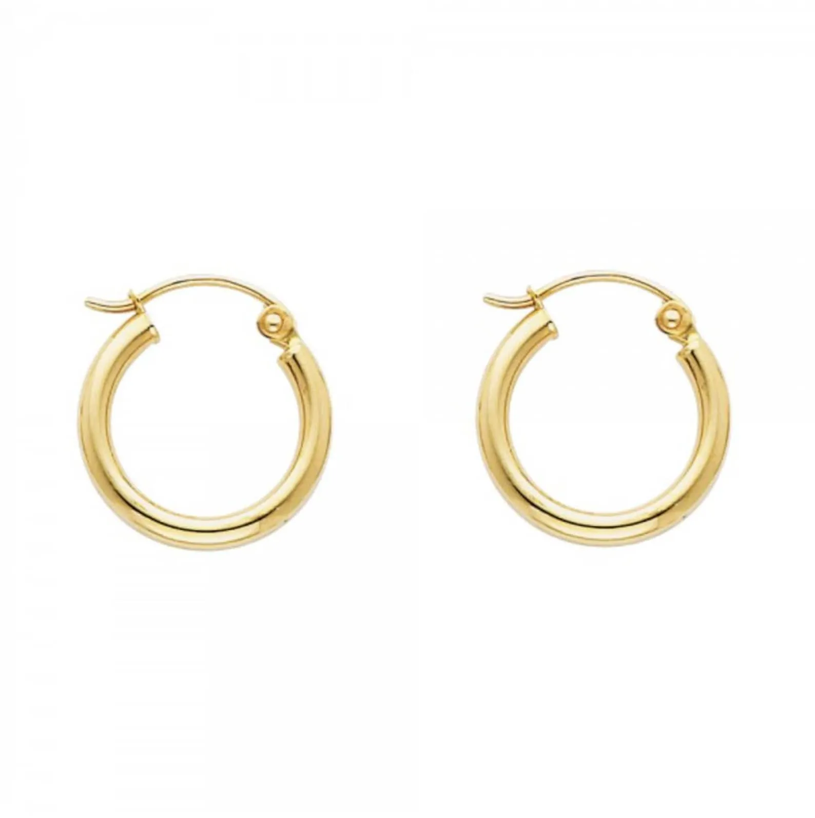 Gold Plain Huggie Hoop Earrings - 2 MM Thickness - 15 MM Wide