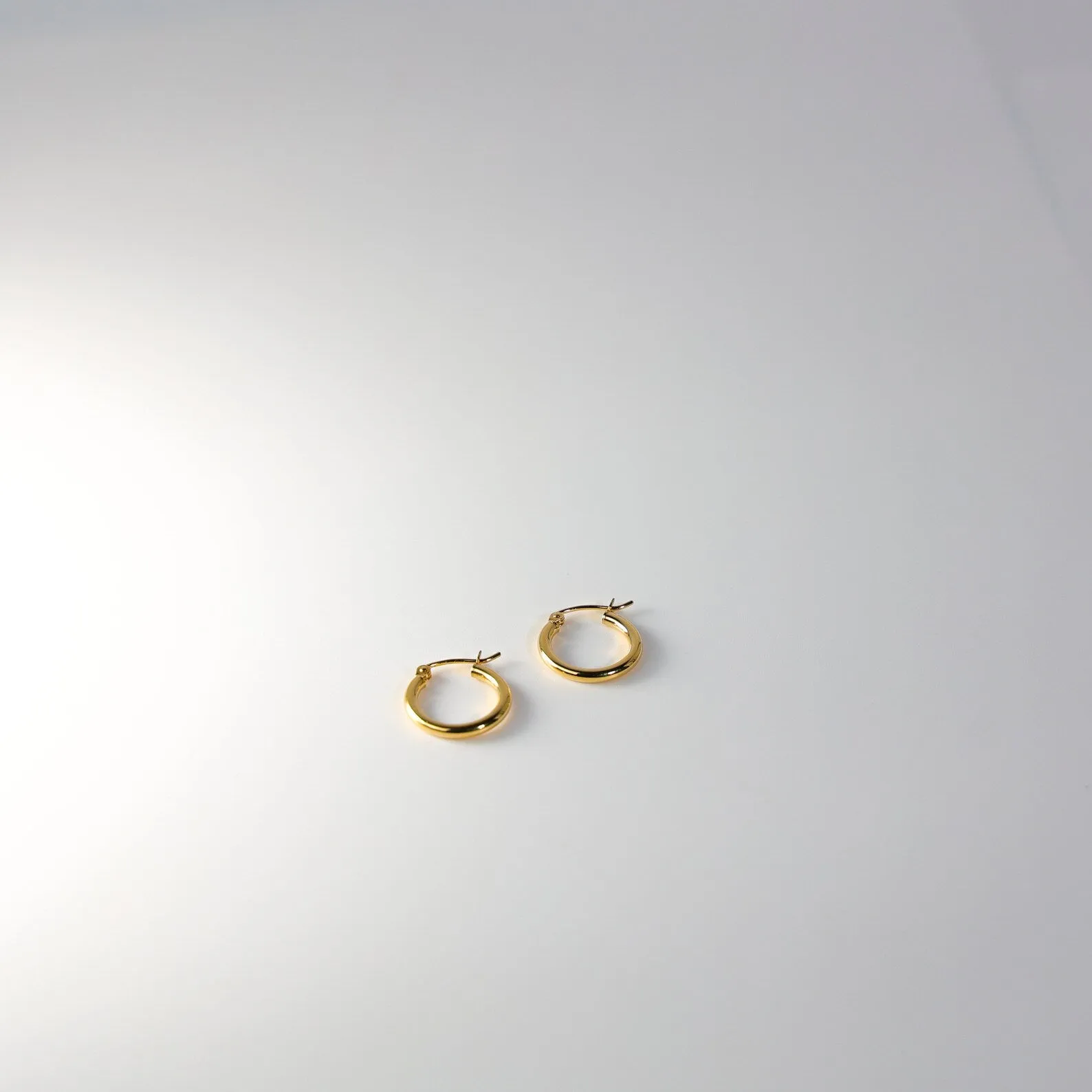 Gold Plain Huggie Hoop Earrings - 2 MM Thickness - 15 MM Wide