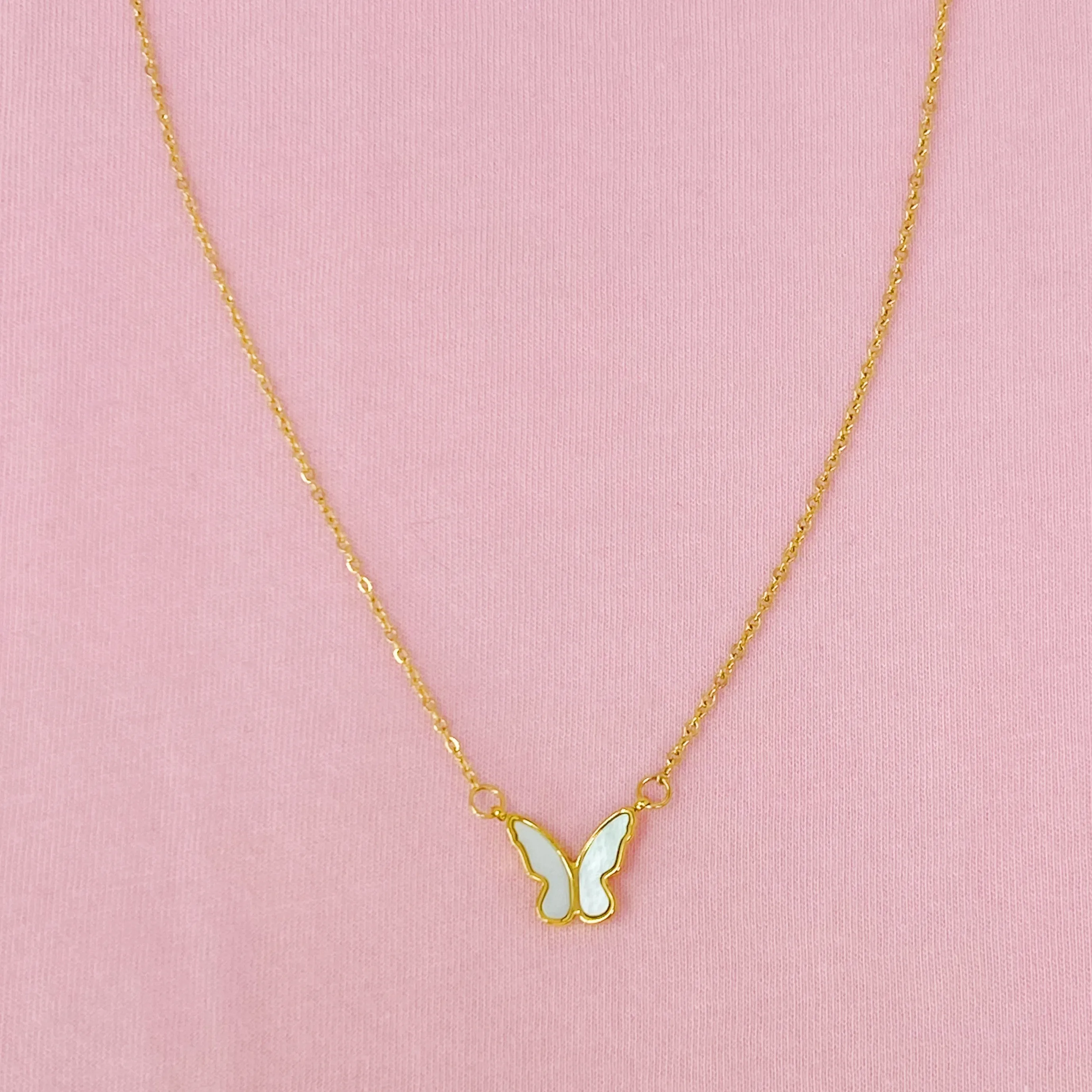 Golden Shell Butterfly Necklace