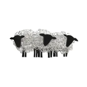 Handmade silver Suffolk sheep flock brooch