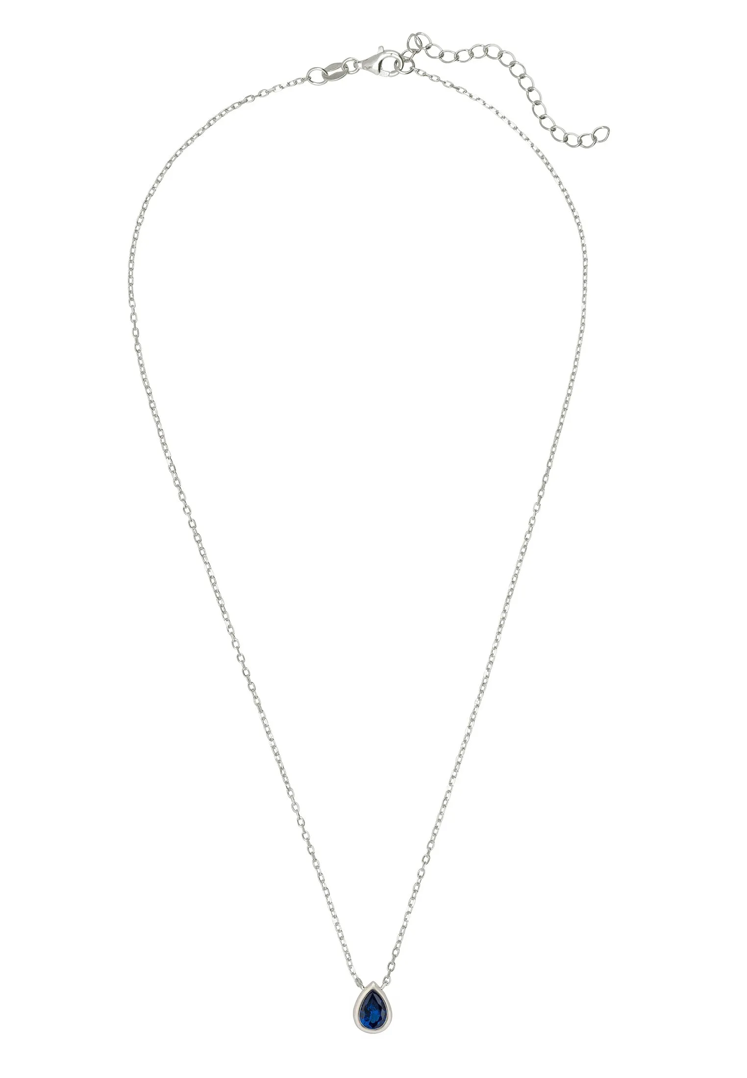 Harriett Mini Teardrop Sapphire Pendant Necklace Silver