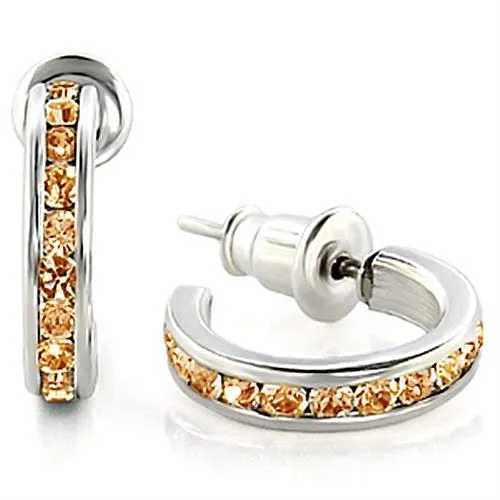 High-Polished 925 Sterling Silver Earrings with Top Grade Crystal in Topaz for Women Topaz Stone Color Style LOAS1349