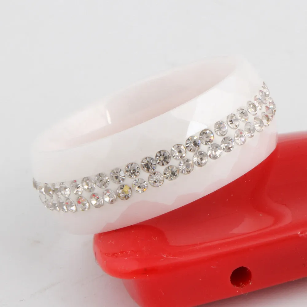 High Qulity Black And White Simple Style Comly Crystal Ceramic Rings for Women