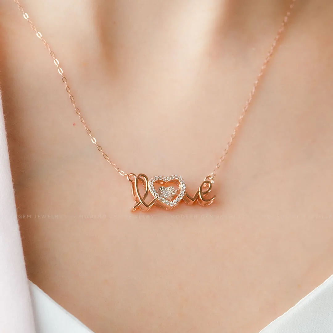 I love You Necklace in Rose Gold