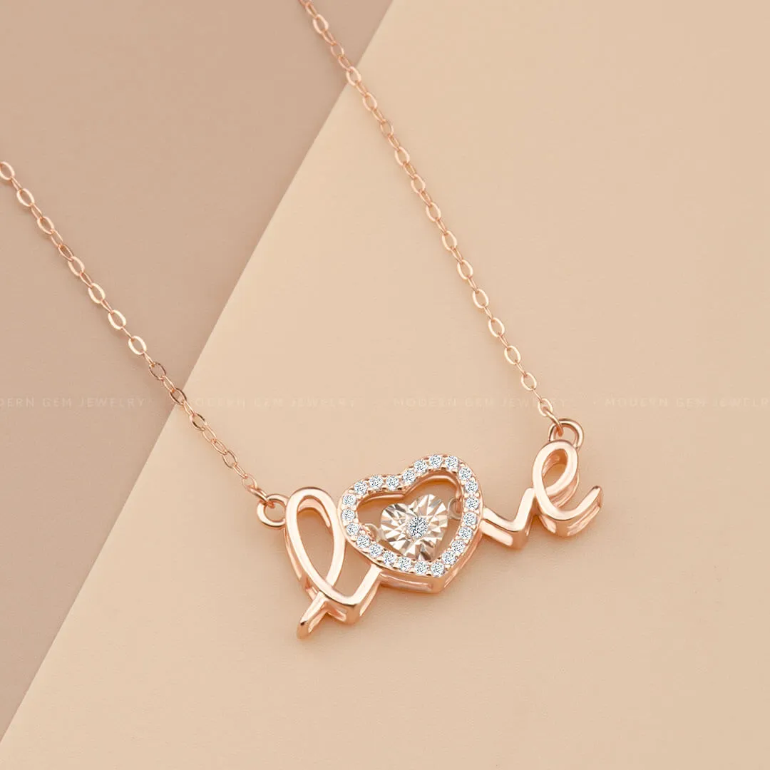 I love You Necklace in Rose Gold