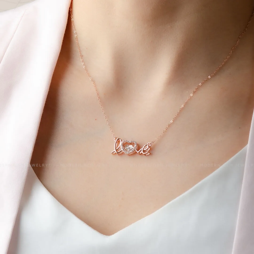 I love You Necklace in Rose Gold