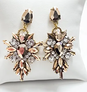 Jasmine - Rhinestone Statement Earrings (Bronze)