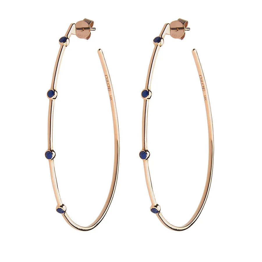 Lapis Stones Teardrop Hoop Earrings