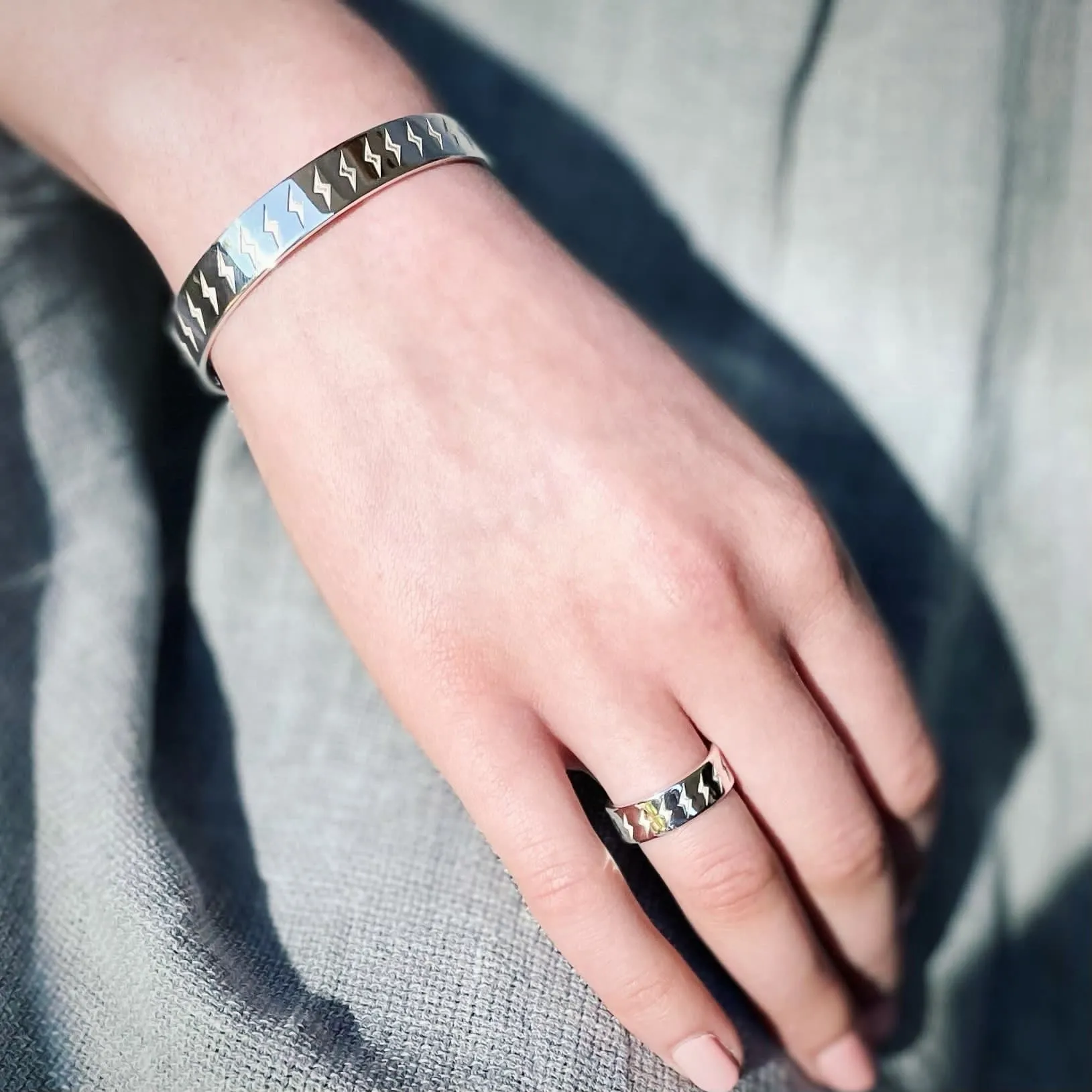 Lightning Bolt Engraved Bangle