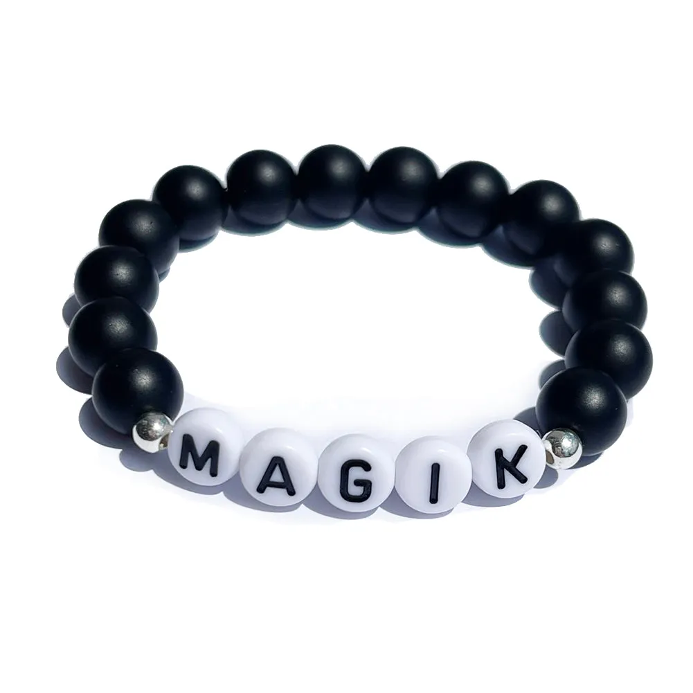 Magik Personalized Custom Name Bracelet Initials Letter Bead Beaded Stretch Mama Bracelets Alphabet Energy Stone Agate Howlite