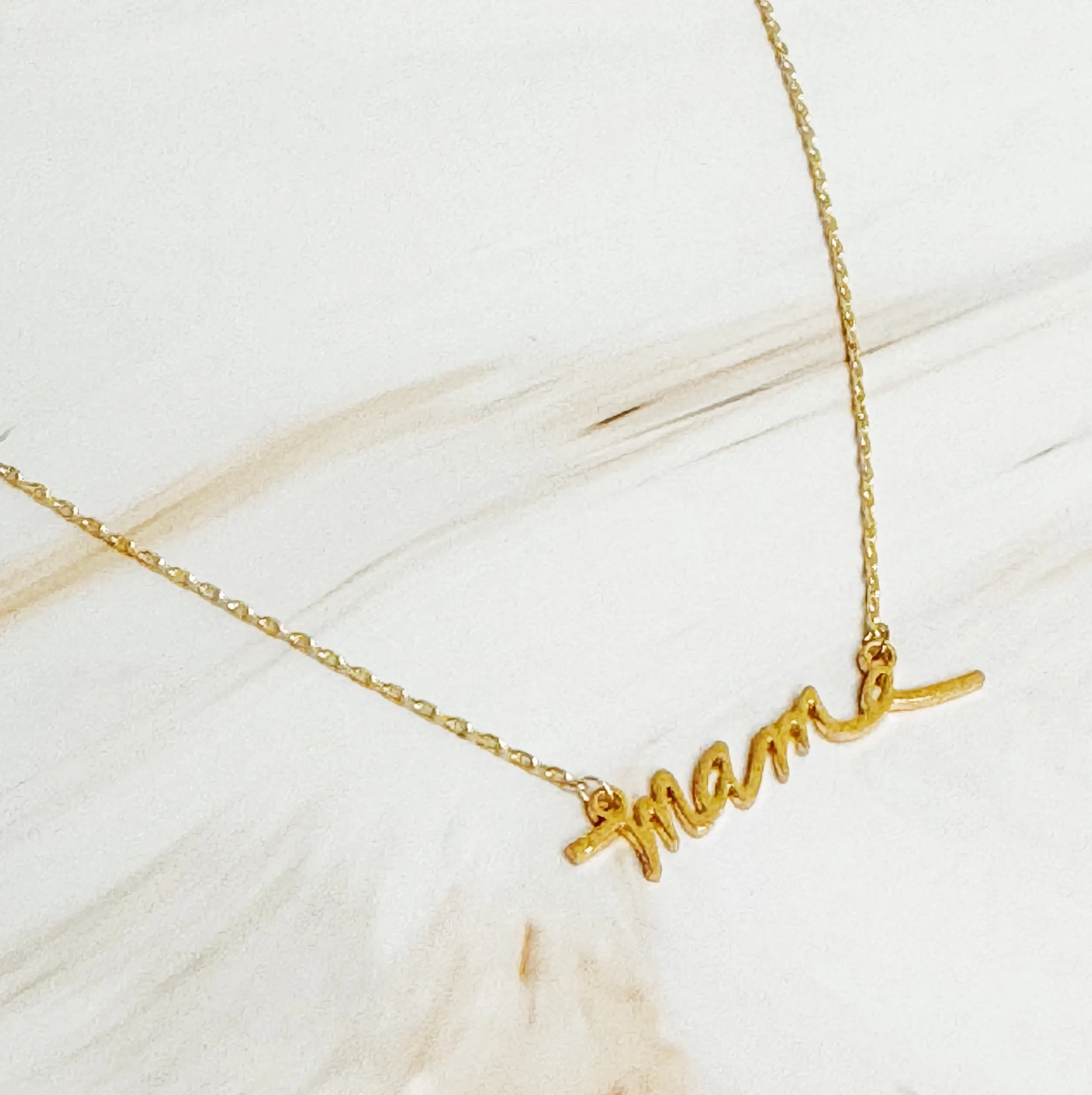 Mama Script Necklace