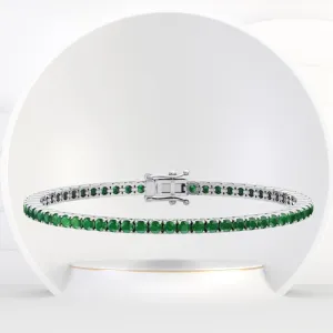 Medellin - 7CT Natural Green Emerald Tennis Bracelet